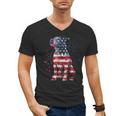 Patriotic Pitbull American Flag 4th Of July Dog Pitbull Dad Men's V-Neck T-Shirt