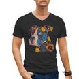 Pitbull Floral Dog Lover Vintage Flower Art Pitbull Mom Dad Men's V-Neck T-Shirt