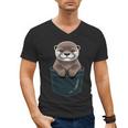 Pocket Otter Lover Introvert Cute Animal Fun Surprise Men's V-Neck T-Shirt