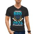 Proud Brother Of Two 2024 Graduates Twin Family Graduation Men's V-Neck T-Shirt