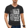 Proud Dad That Didn't Raise Liberals American Flag -ON BACK Women Men Men's V-Neck T-Shirt