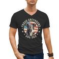 Proud Greyhound Dad American Flag Patriotic Greyhound Dad Men's V-Neck T-Shirt