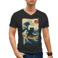 Pug Japanese Kanagawa Wave Surfing Japan Mom Dad Kids Men's V-Neck T-Shirt