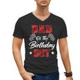 Race Car Dad Of The Birthday Boy Racing Family Pit Crew Men's V-Neck T-Shirt