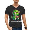 Readasaurus Reading Dinosaur Book Reader Bookworm Men's V-Neck T-Shirt