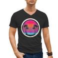 Retro 80s Synthwave Sunset & Palm Trees Retro Nostalgia 80s Men's V-Neck T-Shirt