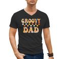 Retro Groovy Dad Matching Family 1st Birthday Party Men's V-Neck T-Shirt