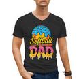 Retro Ice Cream Drip Softball Dad Game Day Dad Father's Day Men's V-Neck T-Shirt