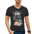 Retro Just A Girl Who Love Dogs Books And Coffee Bookworm Men's V-Neck T-Shirt
