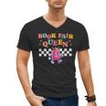 Retro Library Book Fair Queen School Reading Girls Women's Men's V-Neck T-Shirt