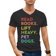 Retro Read Books Lift Heavy Pet Dogs Gym Book Lover Men's V-Neck T-Shirt