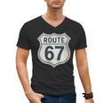 Retro Route 67 Highway Sign Vintage Road Nostalgia Men's V-Neck T-Shirt Retro Route 67 Highway Sign Vintage Road Nostalgia Men's V-Neck T-Shirt