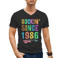 Rockin' Since 1986 Vintage Rockstar 40th Birthday Mom Dad 40 Men's V-Neck T-Shirt