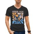 Senior 2026 Retro Groovy Flowers Graduation Men's V-Neck T-Shirt
