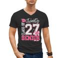 Senior 2027 Class Of 2027 Pink Coquette Bow Graduation Girl Men's V-Neck T-Shirt