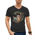 Sloth Reading a Book Lazy Sloth Bookworm Men's V-Neck T-Shirt