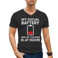 Social Battery Low Charger At Home Antisocial Introvert Men's V-Neck T-Shirt Social Battery Low Charger At Home Antisocial Introvert Men's V-Neck T-Shirt
