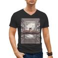 Totally Weird Tees Cat Library Book Reading Literary Men's V-Neck T-Shirt