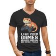 I Like Video Games Bearded Dragon Gamer Introvert Mood Men's V-Neck T-Shirt I Like Video Games Bearded Dragon Gamer Introvert Mood Men's V-Neck T-Shirt