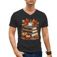 Vintage Autumn Books Coffee Pumpkin Fall Reading Men's V-Neck T-Shirt