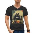 Vintage Japanese Cat Ramen Cat Dad Retro Graphic Women Men's V-Neck T-Shirt