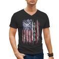 Vintage USA Flag Proud Swimming Dad Swim Swimmer Silhouette Men's V-Neck T-Shirt