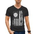 Vintage Volleyball Dad USA Flag Retro Fathers Day Daddy Papa Men's V-Neck T-Shirt
