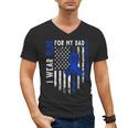 I Wear Blue For My Dad Colon Cancer Awareness Blue USA Flag Men's V-Neck T-Shirt