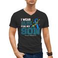 I Wear Blue For My Son Autism Awareness Mom Dad Parents Men's V-Neck T-Shirt
