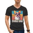 Welsh Corgi Pembroke Dog Corgi Dad -Adults Small Classic Fit Short Sleeve Cotton Polyester Blend Men's V-Neck T-Shirt