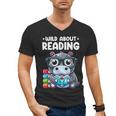 Wild About Reading Book Lover Hippo Men's V-Neck T-Shirt