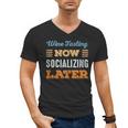 Wine Tasting Now Minimal Socializing Introvert Vintage Men's V-Neck T-Shirt Wine Tasting Now Minimal Socializing Introvert Vintage Men's V-Neck T-Shirt