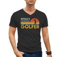 Worlds Okayest Golfer Retro Golf Joke Dad Men Women Kids Men's V-Neck T-Shirt