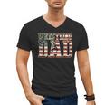 Wrestling Dad American Flag Matching For Dads Of Wrestlers Men's V-Neck T-Shirt
