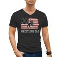 Wrestling Dad US Flag Fathers Day Retro Wrestling Fans Men's V-Neck T-Shirt Wrestling Dad US Flag Fathers Day Retro Wrestling Fans Men's V-Neck T-Shirt