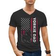 Yorkie Dog Vintage US American Flag Yorkie Dad Fathers Day Men's V-Neck T-Shirt