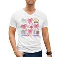 100 Days Of School Coquette Bow School Bus Pencil Books Men's V-Neck T-Shirt