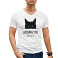 Cat Judging You Silently Cat Mom Dad Premium Tri-Blend Men's V-Neck T-Shirt
