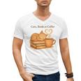 Cats Books And Coffee Heart Cozy Cat Lover Bookworm Readers Men's V-Neck T-Shirt