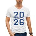 Class Of 2026 Graduation Varsity Navy Blue Letters Premium Tri-Blend Men's V-Neck T-Shirt