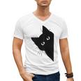 Curious Cat Peeking Sneaky Cat Cat Mom Cat Dad Men's V-Neck T-Shirt
