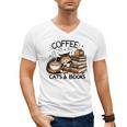 Cute Coffee Cats Books Lover Idea Women Men Kids Men's V-Neck T-Shirt