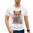 Cute Fox Read More Be Kind Stay Weird Reader Geek Book Lover Men's V-Neck T-Shirt
