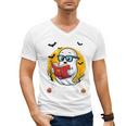 Cute Ghost Reading Book Retro Halloween Librarian Men's V-Neck T-Shirt