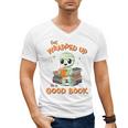Cute Halloween Teacher Librarian Mummy Reading Books Men's V-Neck T-Shirt Cute Halloween Teacher Librarian Mummy Reading Books Men's V-Neck T-Shirt
