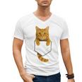 Cute Tabby Cat Pocket Cat Mom Cat Dad Cat Lover Men's V-Neck T-Shirt