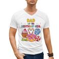 Dad Of The Birthday Girl Candyland Colorful Lollipop Party Men's V-Neck T-Shirt
