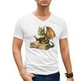 Dragon Bookworm Reading Book Graphic Men's V-Neck T-Shirt Dragon Bookworm Reading Book Graphic Men's V-Neck T-Shirt