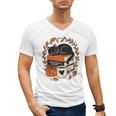 Fall Book Teacher Cat Books Halloween Autumn Librarian Men's V-Neck T-Shirt