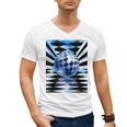 Frutiger Aero Aesthetic Tech Checkered Room Orb Sky Raglan Baseball Tee Men's V-Neck T-Shirt